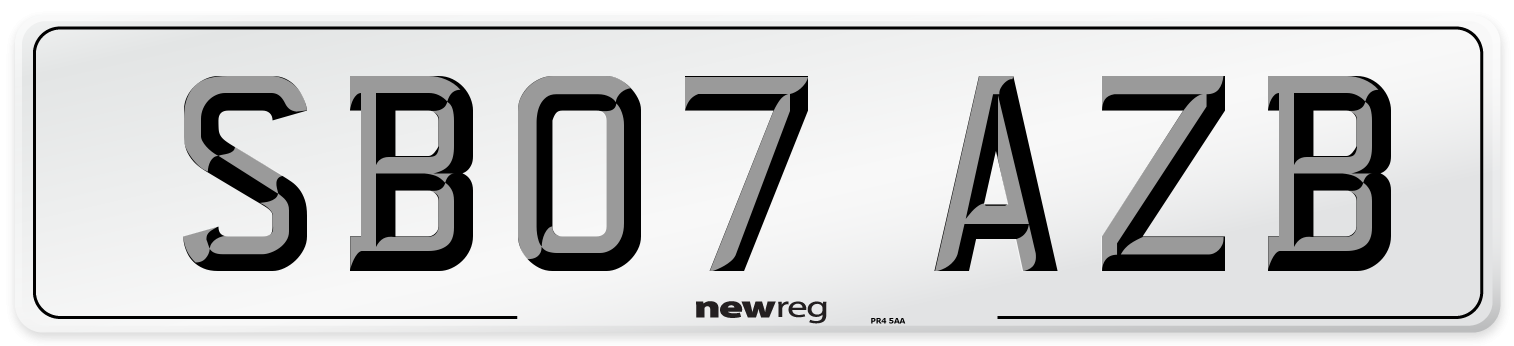 SB07 AZB Number Plate from New Reg